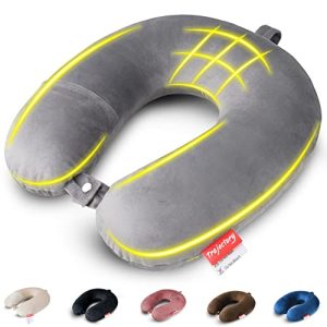 Trajectory Supercomfy Neck Pillow Rest Cushion for Travel in Flight car Train Airplane with 2 Years Warranty for Sleeping for Men and Women (Neck Pillow Grey) (Holland & Memory Foam, pack of 1)