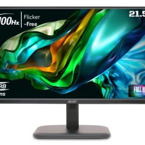 Acer EK220Q 21.5 Inch (54.61 cm) Full HD (1920×1080) VA Panel LCD Monitor with LED Back Light I 1 MS VRB, 100Hz Refresh I 250 Nits I HDMI & VGA Ports with HDMI Cable I Eye Care Features (Black)