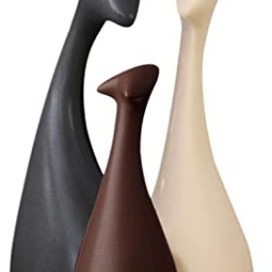 Xtore® Home Decor Lucky Deer Family Matte Finish Ceramic Figures – (Set of 3, Matte Brown)