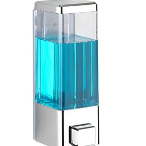 BATH GURU ABS Plastic Wall Mounted Soap Shampoo Conditioner Hand Wash Gel Dispenser Liquid Soap Sanitizer Dispenser for Bathroom Basin Kitchen Sink 350Ml Pack of 1 Chrome Plated