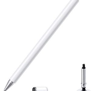 Dyazo Aluminium Fine Point Stylus Pen with Spare Disk for Touch Screens Devices, Compatible with iPad/ iPhone /X/XR, Amazon Kindle and All Android/iOS Smart Phones and Tablets (White)