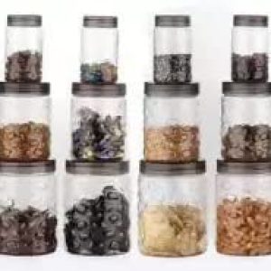 Prizam Airtight Container Set, Kitchen Container Set, Food Storage Container, Storage Box, Dibba Set – 300 ml, 600 ml, 1200 ml Plastic Grocery Container (Pack of 24, Grey, Clear)
