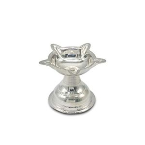 MAA SILVER Pure Silver Diya/Lamp/Deepak with Star Shape Perfect for Gifting and Everyday Pooja Use (97% Purity)(40 Grams)