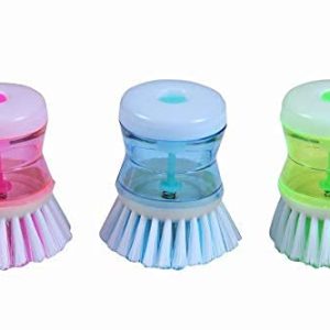 KPS Plastic Washbasin Cleaning Brush | Household Cleaner Tool | Plastic Pot Dish Cleaning Brush for Home | Cleaning Supplies ( Multicolor , 3 PCs )