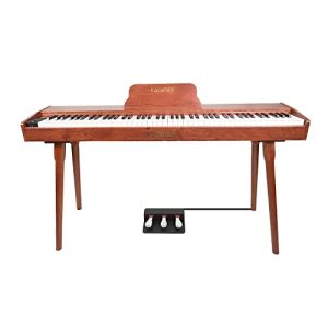 Kadence DP01 Weighted 88 Key Portable Digital Piano with Wooden Stand Brown, Power Adapter, Triple Pedal and MIDI Connecting
