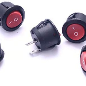 Electronic Spices PACK OF 10 Red Light SPST 2-Pin ON/Off Round Boat Rocker Switch AC 6A 250V 10A 125V