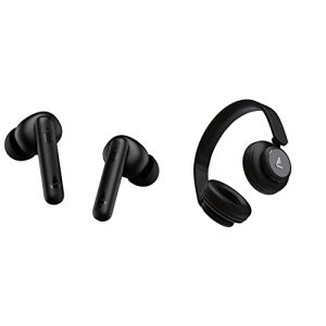 boAt Airdopes 141 True Wireless in Ear Earbuds with mic, 42H Playtime, Beast Mode for Gaming, ENx Tech, ASAP Charge IWP, IPX4 Water Resistance, Smooth Touch Controls(Bold Black) & r Headphones