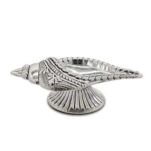 MAA SILVER Pure Silver Diya/Lamp/Deepak with Unique & Antique Shankh or Conch Shell Shape Design with Oxidised Finish Perfect for Gift and Pooja Use (92.5% Purity)(35 Grams)