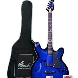 Hovner Carlton Special Quality Rosewood Fretboard Blue Semi Acoustic Guitar With Bag,Strap,1 Set of Extra Strings and 2 Picks By K-Retail (Blue)