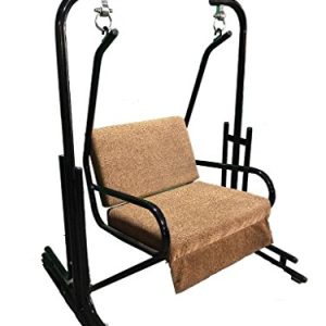 Kaushalendra Swing Chair With Stand For Single Seater Iron Cushion Swings Jhula For Indoor Use 150 Kg Capacity (Multicolor Cushion)