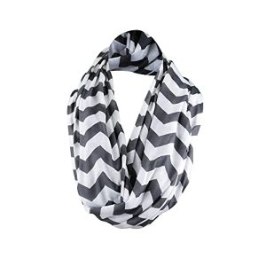 Amazon-Black-Friday-Deals-2018, Pop Fashion Womens Chevron Print Pattern Infinity Scarf Wrap with Zipper Pocket