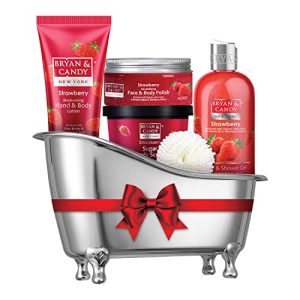 Bryan & Candy Strawberry Bath Tub Kit Gift Set For Women And Men | Complete Home Spa Experience (Shower Gel, Hand & Body Lotion, Sugar Scrub, Body Polish)