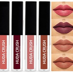 HUDACRUSH BEAUTY Professional Liquid Lipstick Combo Pack, Set of 4 Mini Lipsticks, Super Stay Matte Finish Lipsticks – New Nude Edition