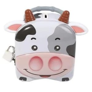 Darya Deal Cow Money Bank, Coin Box for Kids, Metal Coin Box for Kids Money Saving Tin Coin Bank with Lock and Key Birthday Return for Boys & Girls