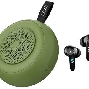boAt Airdopes 190 True Wireless Earbuds with Beast™ Mode(50ms) for Gaming, 40H Playtime, Breathing LEDs & Stone 135 Portable Wireless Speaker with 5W RMS Immersive Sound, IPX4 Water Resistance