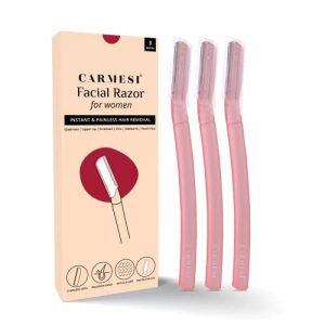 Carmesi Facial Razor for Women | Instant & Painless Hair Removal | Glowing Skin | Eyebrows, Upper Lip, Forehead, Peach Fuzz, Chin, Sideburns | Pack of 3