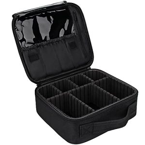 INOVERA (LABEL) 23 Cms Travel Professional Cosmetic Makeup Kit Storage Organizer Toiletry Vanity Bag with Adjustable Compartment, 26l x 23b x 9h cm (Black)