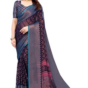 Winza Designer Women’s Chiffon Brasso Printed Saree with Blouse Piece (PS Brasso Aadi_W)