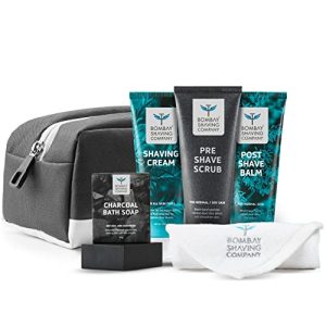 Bombay Shaving Co Premium Grooming and Shaving Kit Gift Hamper for Men | Pre Shave Scrub, Shaving Cream, Post Shave Balm, Charcoal Soap, Towel, Shaving Kit Bag | Gift For Men/Husband/Boyfriend