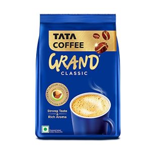 Tata Coffee Grand Classic Instant Powder Coffee | Strong Taste & Rich Aroma | With Flavour Locked Decoction Crystals | 100g Pouch, Bag