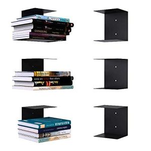 APPUCOCO Book Shelf Wall Mounted Metal Invisible Book Shelves 3 Piece Per Pack (Compatible with Hard Cover Small and Medium Size Books) – Black …