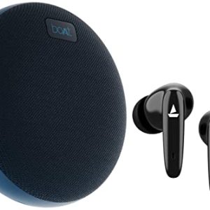 boAt Airdopes 181 in-Ear True Wireless Earbuds with ENx Tech, Beast Mode for Gaming & Stone 180 5W Bluetooth Speaker with Upto 10 Hours Playback, 1.75″ Driver, IPX7 & TWS Feature(Blue)