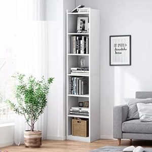 Lukzer 6 Layer Engineered Wood Bookshelf Multipurpose Home Decor Storage Rack Bookcase Showcase Organizer for Living room, Kitchen, Bedroom, Office (MR-005/White /180 x 33 x 24cm) DIY (Do It Yourself)