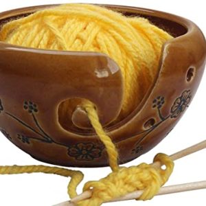 DEALS OF THE DAY – Ceramic Brown Yarn Bowl for knitting , Crochet for Moms – Beautiful Gift on all Occasions. A Perfect Gift for Moms and Grandmothers (Brown)