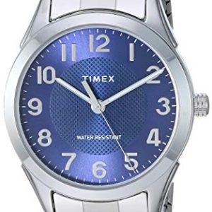 Timex Men’s TW2T46100 Briarwood 40mm Silver-Tone/Blue Stainless Steel Expansion Band Watch