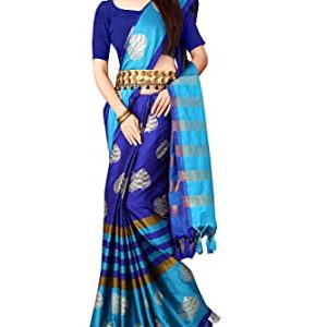 GRECIILOOKS Women’s Soft Cotton-Art Silk Solid Saree With Blouse Piece Material just under 399