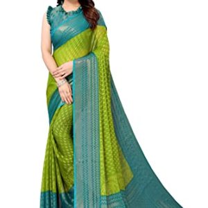 Bee M Pee Designer Women’s Chiffon Brasso Printed Saree with Blouse Piece (PS Brasso Diva B)