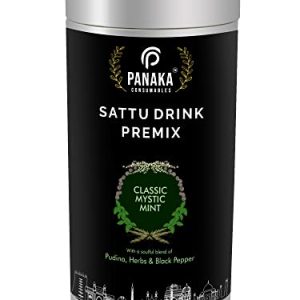 Panaka Consumables Channa Sattu Mix with Calmness of Mint – 210g, Nutrition Rich Tasty Guilt-Free Vegan Craving Buster Zero Preservatives Drink, Nutrition Rich Sugarless Tasty Breakfast Snack (Classic Mystic Mint)