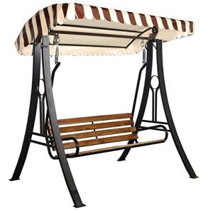 kaushalendra Outdoor Swing With Canopy Roof Hammock Chair 3 Seat High Strong Iron 350 Kg. Capacity(3 Seater, Black)(Metal)