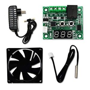 Electronic Spices Combo Of W1209 12V DC Digital Temperature Controller Board +12v 2Amp Adapter + 3inch fan For Diy Incubator