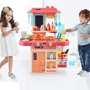 VBE® Plastic Electronic Kitchen Activity Set with Light and Sound 42 Pieces Kitchen Accessories Set for Kids – Black