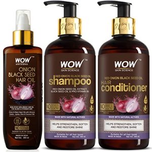 WOW Skin Science Ultimate Onion Oil Hair Care Kit for Hair Fall Control – Shampoo 300ml + Conditioner 300ml + Onion Hair Oil 200ml
