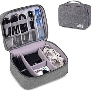 ZEBROC Waterproof Travel Electronic Gadget Organizer Case, Portable Zippered External Hard Drive Pouch for Data Cables, Chargers, Power Bank, Adapters, Phone, Plugs, Memory Card, USB