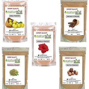 Naturenest Amla Reetha Shikakai Bhringraj Hibiscus powder Combo Pack for Hair / hair pack powder combo |hair care products |reetha amla shikakai combo powder| 100g each = 500gm