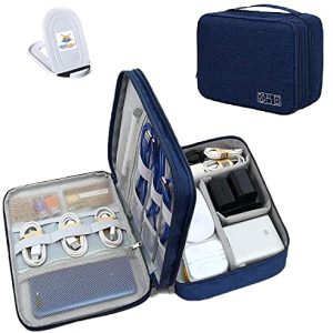 Seagull Flight Of Fashion Double Layer Electronic Gadget Organizer Case , Cable Organizer Bag for Accessories with Mobile Stand – 27 X 20 X 9 cm – Navy Blue – Model 1