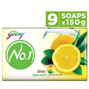 Godrej No.1 Bathing Soap Lime & Aloe Vera – Grade 1 Soap & Long-lasting Fragrance, (150g each) – Pack of 9