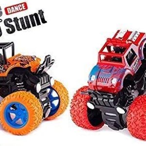 Supreme Deals Mini Monster Truck Friction Powered Cars Toys, 360 Degree Stunt 4wd Cars Push go Truck for Toddlers Kids Gift ( Pack of 2 Car ) ( Multi-Color )