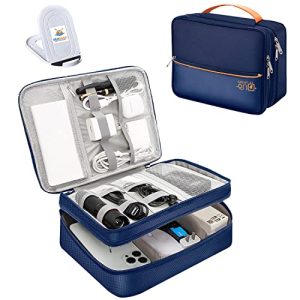 Seagull Flight Of Fashion Double Layer Electronic Gadget Organizer Case , Cable Organizer Bag for Accessories with Mobile Stand – 27 X 20 X 9 cm – Navy Blue – Model 2