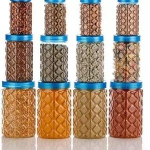 Prizam Plastic Airtight Container Set Kitchen Container Set Food Storage Container Storage Box Dibba Set – 300 Ml 600 Ml 1200 Ml Grocery Container (Pack of 12, Blue)