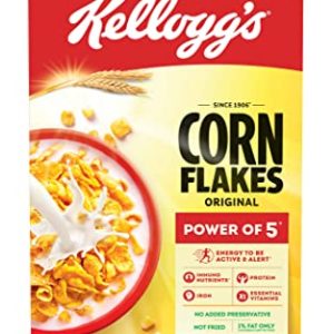 Kellogg’s Corn Flakes Original 475g | Power of 5: Energy, Protein, Iron, Calcium, Vitamins B1, B2, B3 & C | Corn Flakes, Breakfast Cereal | Naturally Cholestrol Free