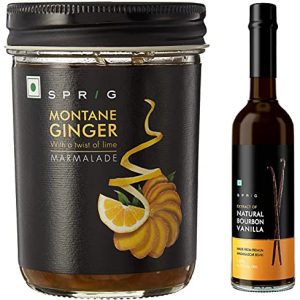 Sprig Gourmet Vanilla Extract + Ginger Marmalade Combo | Ethyl Alcohol Free Vanilla Extract Made with Madagascar Vanilla | Ginger Marmalade for Breakfast Spread, Dessert Topping and Beverages
