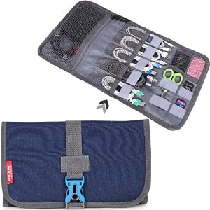 Wooum® Electronic Organizer Bag, Travel Cable Bag – USB Drive Case – Electronic Accessories Organizer Bag for Household & Office Use – Water Resistance – Blue