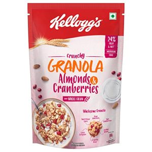 Kellogg’s Crunchy Granola Almonds and Cranberries | Breakfast Cereals | Multigrain Flakes, 460g