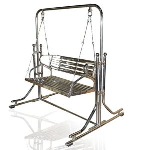 kaushalendra Swing Stainless Steel 2 inch Heavy Pipe Indoor Swings with Stand Both Side usable, 2 Seater