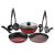 Pigeon Mio Nonstick Aluminium Cookware Gift Set, Includes Nonstick Flat Tawa, Nonstick Fry Pan, Kitchen Tool Set, Nonstick Kadai With Glass Lid, 8 Pieces Kitchen Set (Red)