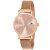 CRESTELLO Rose Gold Plated Mesh Chain Analog Wrist Watch for Women